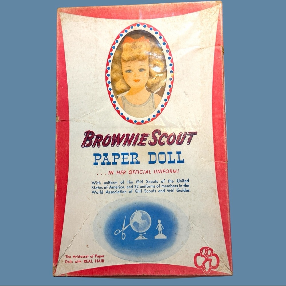 1940s Girl Scout Brownie Vintage Paper Doll w/Outfits & Original Box